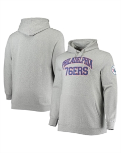 Мужская толстовка с капюшоном из твердой древесины филадельфия 76ers heather grey classics big and tall throwback pullover, мульти Mitchell and ness