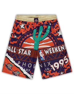 Мужские фиолетово-оранжевые шорты nba all-star game 1995 hardwood classics big and tall jumbotron 2.0, мульти Mitchell and ness