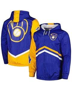 Мужская ветровка с капюшоном и молнией во всю длину Royal Milwaukee Brewers Undeniable Mitchell and ness