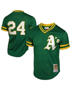 Мужская тренировочная майка с сеткой Rickey Henderson Green Oakland Athletics 1991 Cooperstown Mitchell and ness