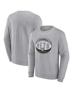 Мужская фирменная меланжевая серая толстовка brooklyn nets true classics vint pullover sweatshirt, мульти Fanatics