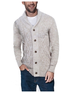 Мужской кардиган косой вязки с шалевым воротником X-ray