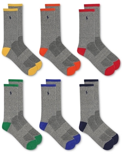 Мужские 6-Пк. Носки Performance с кончиками для экипажа Polo ralph lauren