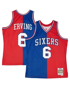 Мужская майка Julius Erving Royal, Red Philadelphia 76ers Hardwood Classics 1982-83 Split Swingman Mitchell and ness