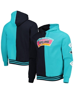 Мужская толстовка с капюшоном san antonio spurs hardwood classics черного и бирюзового цвета с разрезом, мульти Mitchell and ness