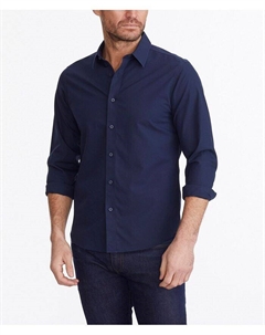Мужская рубашка классического кроя без морщин Castello на пуговицах, синий Untuckit