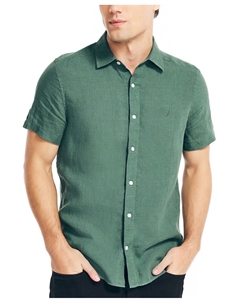 Мужская однотонная льняная рубашка классического кроя с короткими рукавами, мульти Nautica