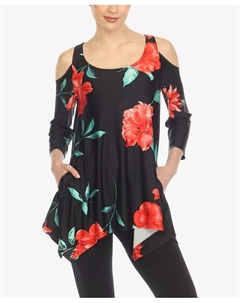 Женская туника с открытыми плечами и цветочным принтом, мультиколор White mark