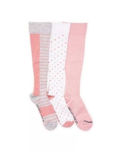 Комплект из 3 женских компрессионных хлопковых носков до колена, розовый Muk luks