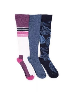 Комплект из 3 женских компрессионных хлопковых носков до колена, синий Muk luks
