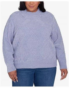 Классический синельный свитер с ромбовидной строчкой больших размеров, водолазка с воротником большого размера, синий Alfred dunner