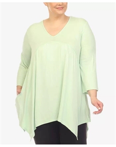Топ-туника больших размеров с v-образным вырезом и ампирным вырезом, зеленый White mark