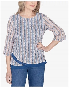 Scottsdale Женский топ с тканой отделкой и колье с вертикальной текстурой, мультиколор Alfred dunner