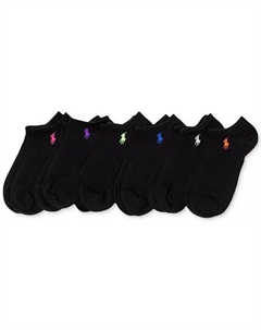 Женские 6-шт. Носки плоской вязки с низким вырезом, красный Polo ralph lauren