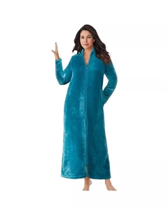 Плюшевый халат больших размеров на молнии спереди, зеленый Dreams & co.