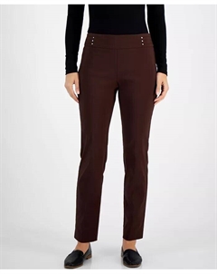 Женские брюки с заклепками, стандартной и короткой длины, коричневый Jm collection