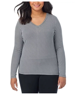 Эластичный топ с v-образным вырезом из мягкой одежды больших размеров, бежевый Cuddl duds