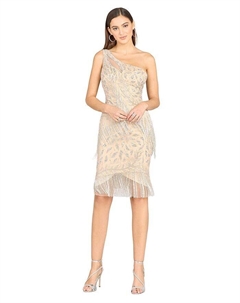 Женские – коктейльное платье на одно плечо, тан/бежевый Lara