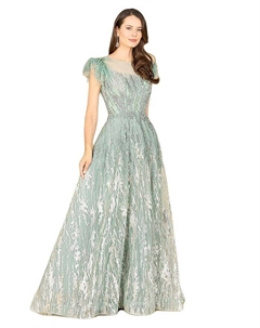 Женское кружевное бальное платье с рукавами-крылышками из перьев, зеленый Lara