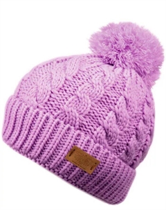 Шапка-бини с помпоном и подкладкой из шерпы, фиолетовый Angela & william