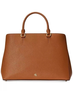 Большая кожаная сумка-портфель Hanna Crosshatch Lauren Ralph Lauren, черный Lauren ralph lauren