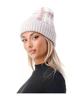 Женская уютная шапка в клетку с манжетами, розовый Marcus adler