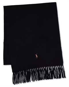 Мужской фирменный шарф из итальянской натуральной шерсти, черный Polo ralph lauren