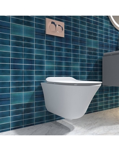 Комплект подвесного унитаза с инсталляцией Vive E28079RU-BL безободковый, сиденье микролифт, белый, кнопка черная Jacob delafon