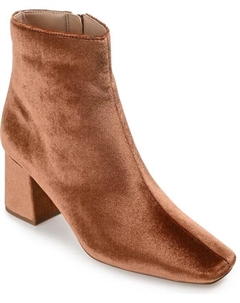 Женские бархатные ботильоны Hazara на широком блочном каблуке, коричневый Journee collection