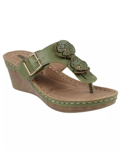 Женские босоножки на танкетке Narbonne с цветочным узором, зеленый Gc shoes