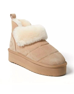 Ботильоны Fireside by Bayswater из натуральной овчины на платформе с стеганым узором, коричневый/бежевый Dearfoams
