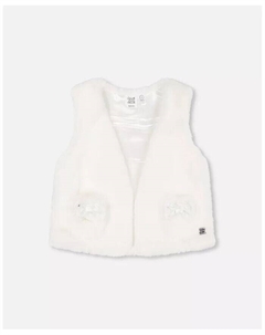 Жилет из искусственного меха для больших девочек, цвет белый Deux par deux