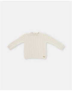 Ребристый свитер с круглым вырезом и плетением для мальчика песочного цвета, светло-коричневый Martin aranda