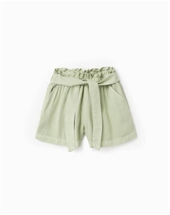 Шорты для девочек с эластичным поясом и завязывающимся поясом, светло-зеленый Zippy