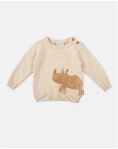 Свитер для мальчика с носорогом и пуговицами на плече, цвет Crudo Tutto piccolo
