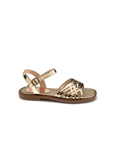 Сандалии кожаные для девочек с пряжкой, золотой Pablosky