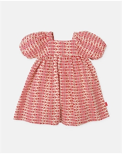 Платье для девочки с короткими рукавами и принтом в виде рыб, красный Tutto piccolo