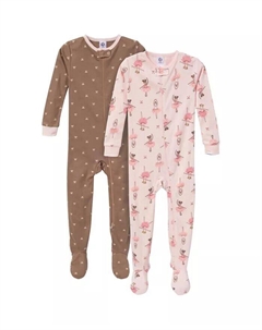 Пижама Snug Fit Footed для девочек, 2 шт., балетки, розовый Gerber