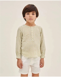 Рубашка в клетку с длинными рукавами для мальчиков, зеленый Dadati