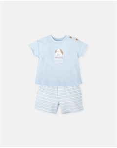 Комплект из 2 предметов для мальчиков: футболка с талисманом и шорты небесно-голубого цвета, светло-голубой Tutto piccolo