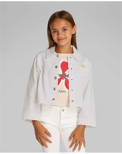 Выбеленная джинсовая куртка для девочки, синий Calvin klein