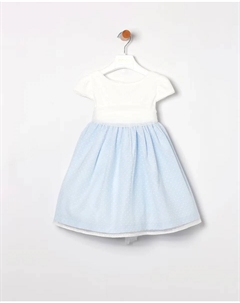 Платье для девочки в сочетании с юбкой в горошек, светло-голубой Coco acqua