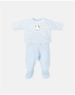 Комплект из 2 предметов для мальчика: футболка с изображением питомца и леггинсы небесно-голубого цвета, светло-голубой Tutto piccolo
