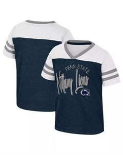 Футболка с V-образным вырезом для девочек в морском стиле с эффектом потертости Penn State Nittany Lions Summer Foil Colosseum