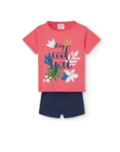Комплект из 2 предметов для девочки: футболка и шорты, красный Boboli