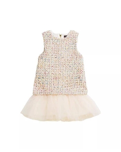 НОВИНКА ПЛАТЬЕ ИЗ ЖАККАРДА, Твида, Плиссированной сетки для маленьких девочек NOVA FW23 CONFETTI Imoga collection