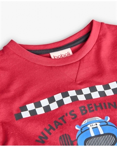 Футболка для мальчиков с короткими рукавами и круглым вырезом, фуксия Boboli