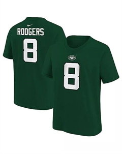 Зеленая футболка «Нью-Йорк Джетс» с именем и номером игрока Аарона Роджерса для мальчиков и девочек дошкольного возраста, зеленый Nike