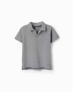 Полосатая рубашка-поло с короткими рукавами для мальчиков, темно-синий Zippy