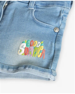 Джинсовые шорты для девочек с вышитыми деталями, синий Boboli